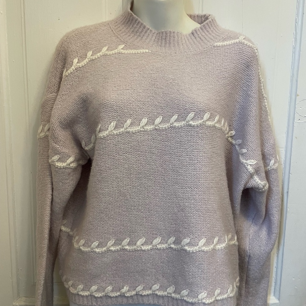 Ophelia Roe Lavender Cable Knit Sweater large